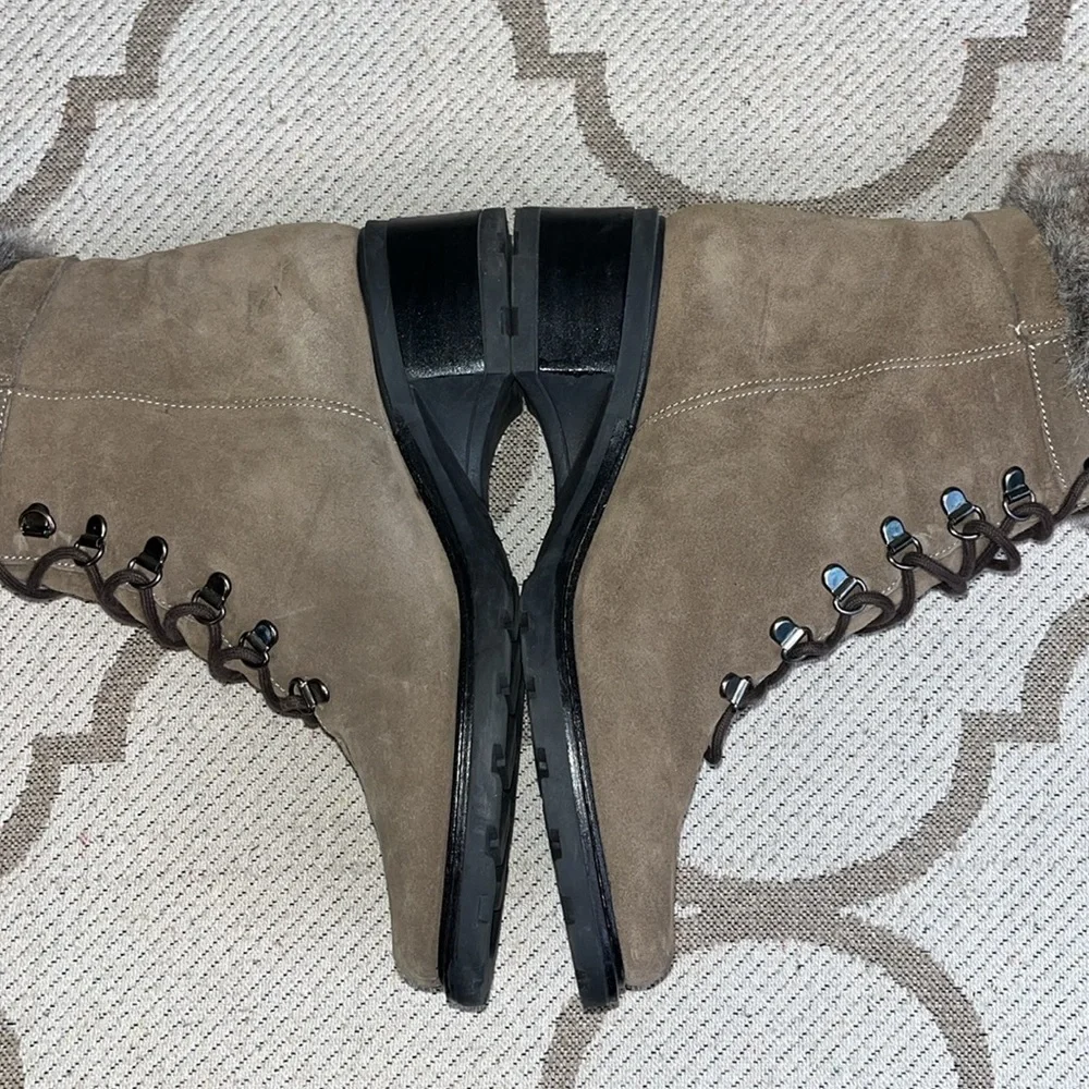 AQUATALIA BY MARVIN K BRASS WEATHERPROOF BROWN SUEDE FAUX FUR lace up boots - Picture 5 of 15